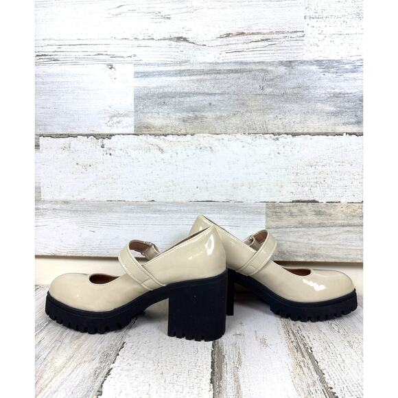 Sun & Stone Women’s 5.5 Cream Vegan Chunky Lug Mary Jane Platform Loafers NWT - Picture 5 of 9